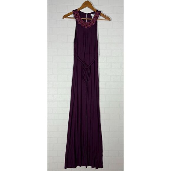 Motherhood Maternity Maxi Dress Size S Purple Beaded stretchy - Picture 1 of 14